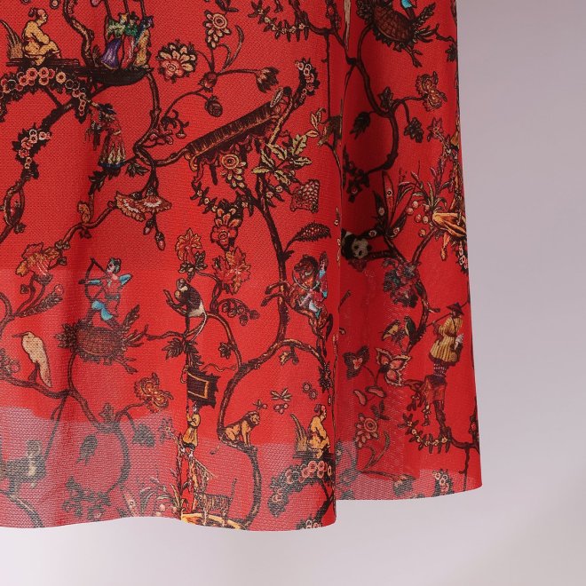 -confiture- ANIMAL CHINOISERIE PRINT　スカート 詳細画像 赤系マルチ 5