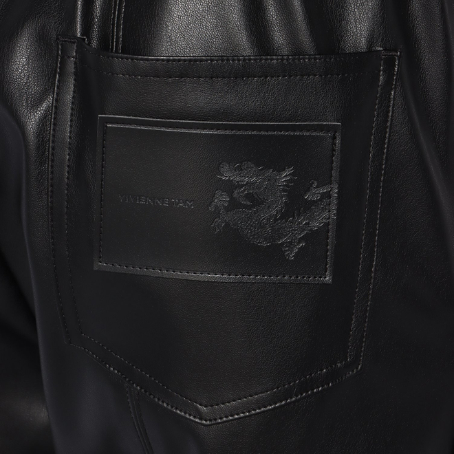 FAKE LEATHER with DRAGON PATCH FLARE　パンツ 詳細画像 ブラック 8