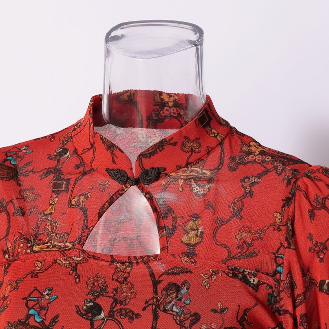 -confiture- ANIMAL CHINOISERIE PRINT　ドレス 詳細画像 赤系マルチ 4