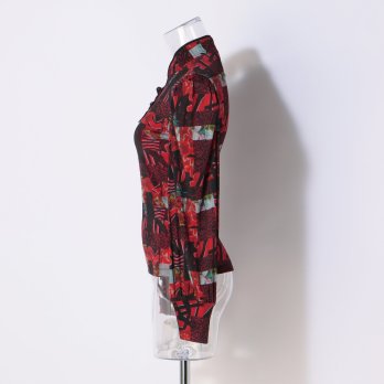 PATCHWORK WEAVE PRINT STRETCH NETTING　ブラウス 詳細画像