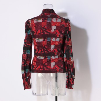 PATCHWORK WEAVE PRINT STRETCH NETTING　ブラウス 詳細画像