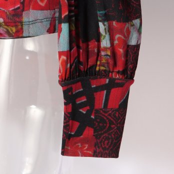 PATCHWORK WEAVE PRINT STRETCH NETTING　ブラウス 詳細画像