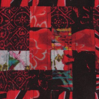 PATCHWORK WEAVE PRINT STRETCH NETTING　ブラウス 詳細画像