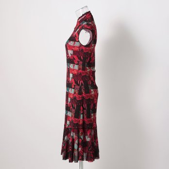 PATCHWORK WEAVE PRINT STRETCH NET　ドレス 詳細画像