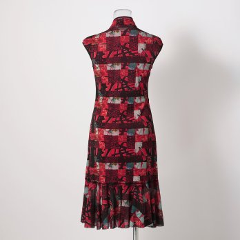 PATCHWORK WEAVE PRINT STRETCH NET　ドレス 詳細画像