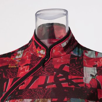PATCHWORK WEAVE PRINT STRETCH NET　ドレス 詳細画像