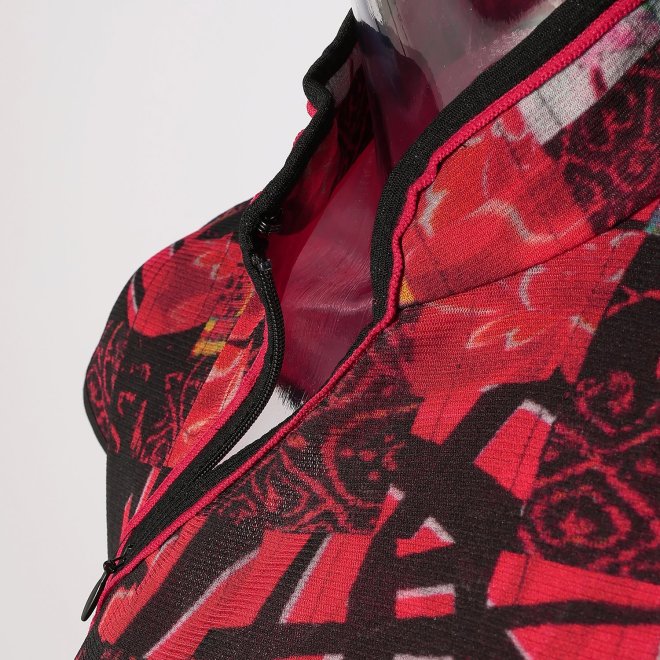 PATCHWORK WEAVE PRINT STRETCH NET　ドレス 詳細画像 赤系マルチ 7