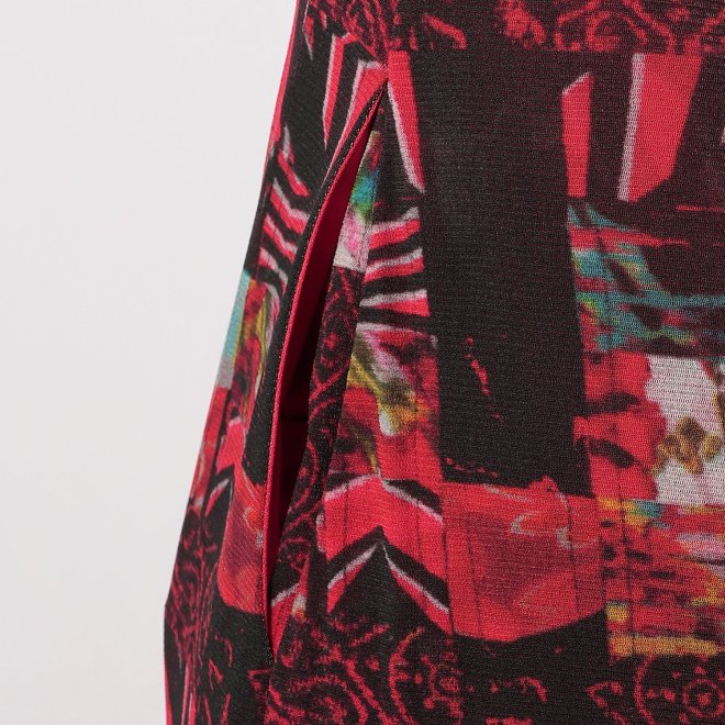 PATCHWORK WEAVE PRINT STRETCH NET　ドレス 詳細画像 赤系マルチ 8