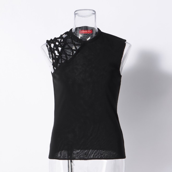 【期間限定】SOLID STRETCH NETTING　ブラウス 詳細画像 ブラック 1