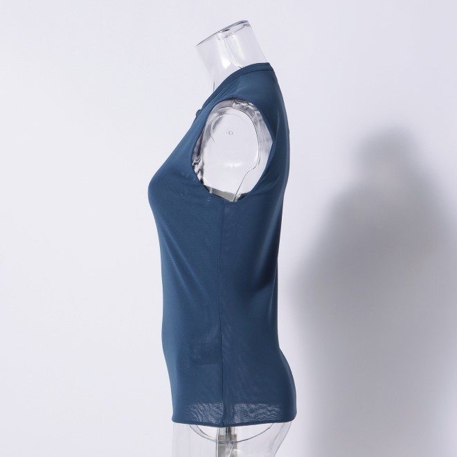 【期間限定】SOLID STRETCH NETTING　ブラウス 詳細画像 ブルー 2