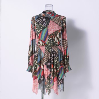 TRIANGLE PATTERN PATCHWORK PRINT　ドレス