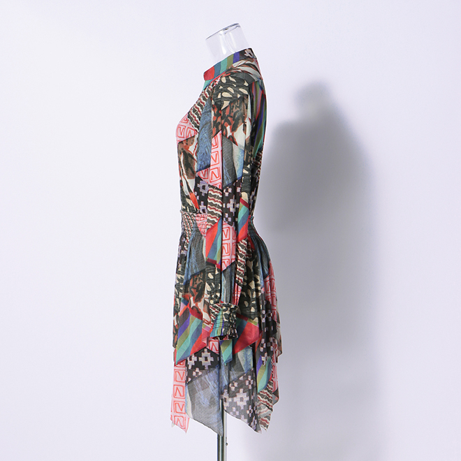 TRIANGLE PATTERN PATCHWORK PRINT　ドレス 詳細画像 黒系マルチ 2