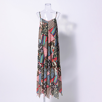 TRIANGLE PATTERN PATCHWORK PRINT　ドレス
