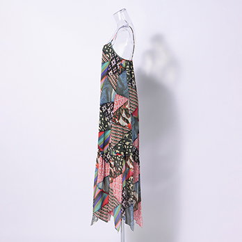 TRIANGLE PATTERN PATCHWORK PRINT　ドレス 詳細画像
