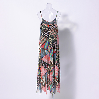 TRIANGLE PATTERN PATCHWORK PRINT　ドレス 詳細画像