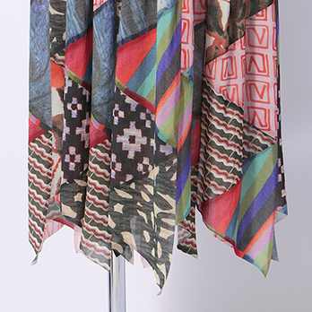 TRIANGLE PATTERN PATCHWORK PRINT　ドレス 詳細画像