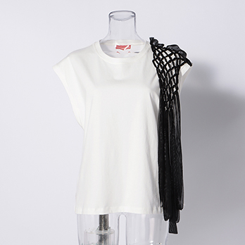 KNOT NET PATCH ON T SHIRT　カットソー