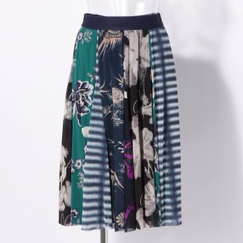 PATCHWORK with PRINTED STRETCH NET　スカート 詳細画像
