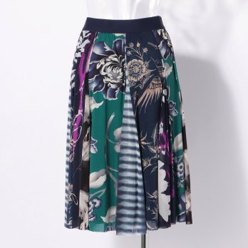 PATCHWORK with PRINTED STRETCH NET　スカート 詳細画像