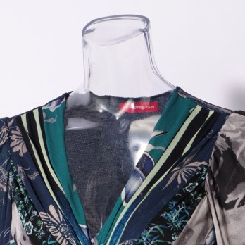 PATCHWORK with PRINTED STRETCH NET　ドレス 詳細画像