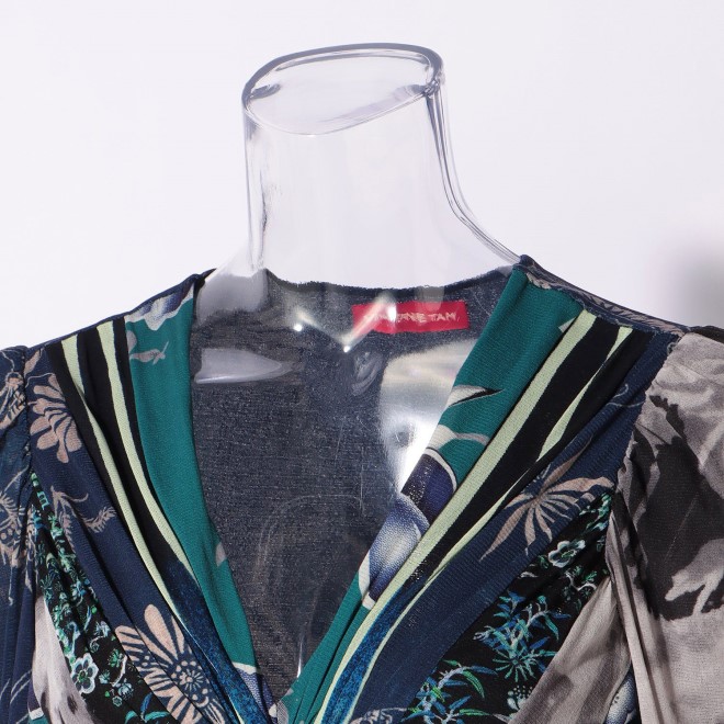 PATCHWORK with PRINTED STRETCH NET　ドレス 詳細画像 ブルー系マルチ 4