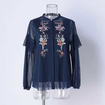 CHRASICAL PEONY EMBROIDERY ON NETTING　ブラウス