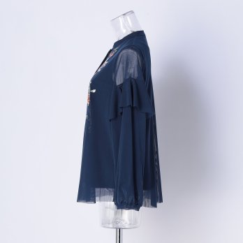 CHRASICAL PEONY EMBROIDERY ON NETTING　ブラウス 詳細画像