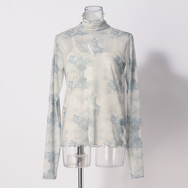 DRAGON PRINT NET INNER　ブラウス