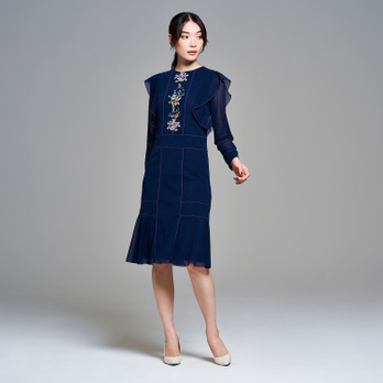 CHRASICAL PEONY EMBROIDERY ON NETTING　ドレス