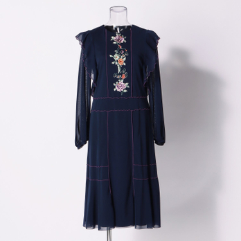 CHRASICAL PEONY EMBROIDERY ON NETTING　ドレス 詳細画像