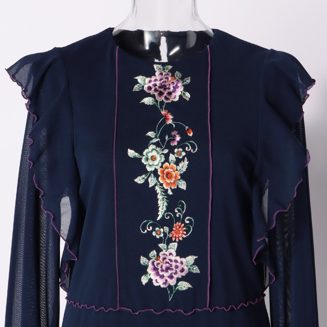 CHRASICAL PEONY EMBROIDERY ON NETTING　ドレス 詳細画像 ネイビー 5