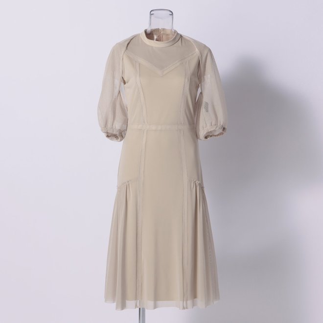 SOLID DRESS with CARDIGAN　ドレス 詳細画像 ベージュ 1