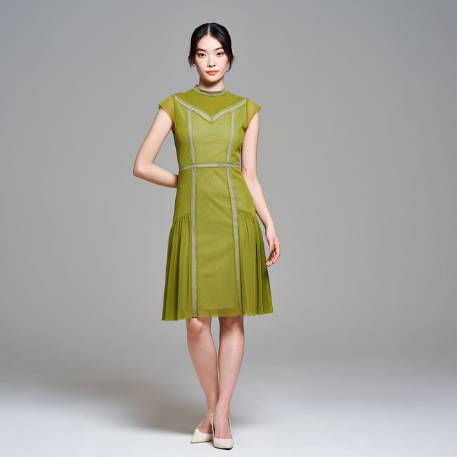 SOLID DRESS with CARDIGAN　ドレス 詳細画像 グリーン 2