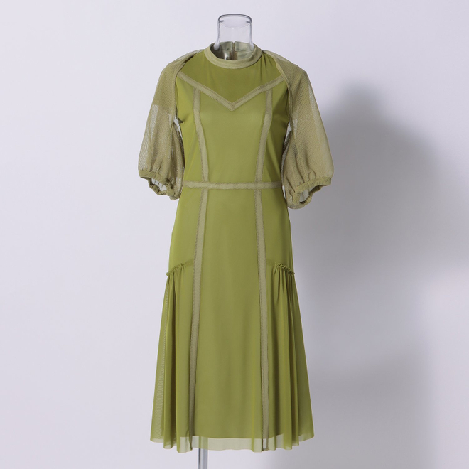 SOLID DRESS with CARDIGAN　ドレス 詳細画像 グリーン 3