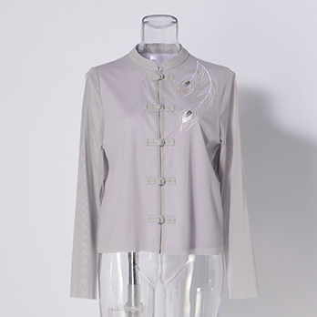 SOLID NET with PEACOCK EMB　ブラウス