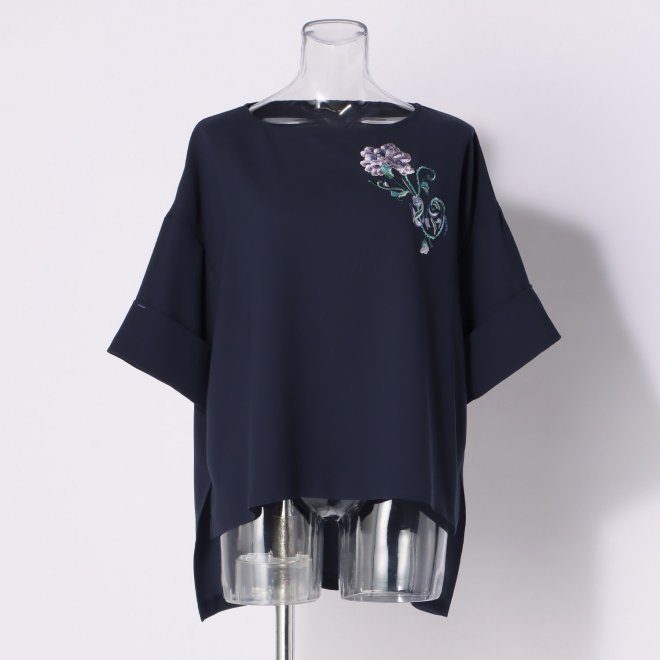 PEONY EMB ON BACK SATIN　ブラウス 詳細画像 ネイビー 1