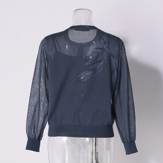 KNIT WITH PEACOCK EMB　ニット 詳細画像 ネイビー 2