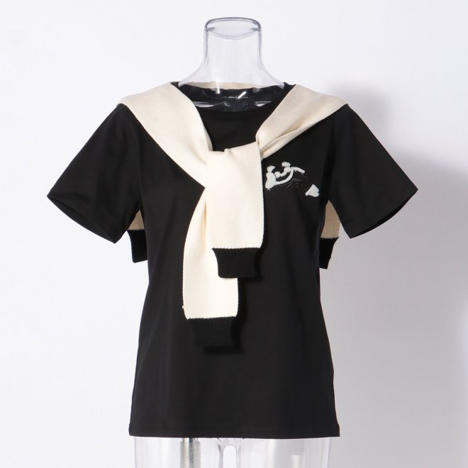 T-SHIRT with SAILOR COLLAR KNIT　カットソー 詳細画像 ブラック 1