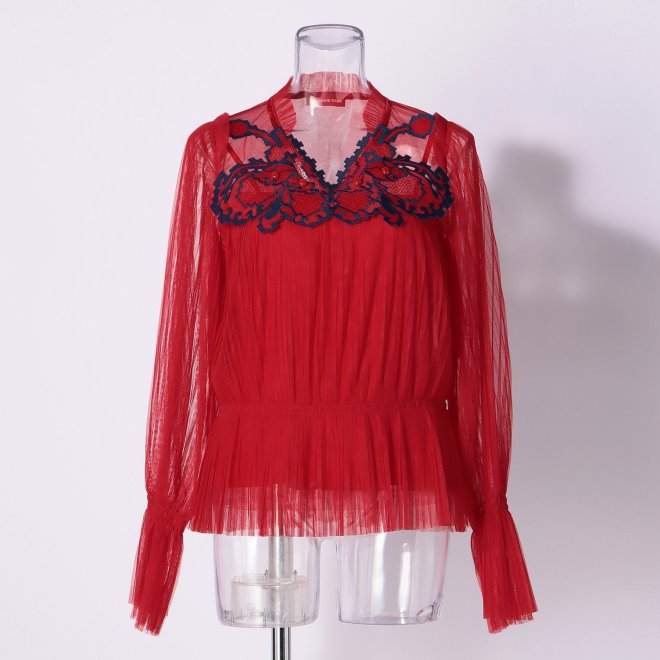 PIXEL BUTTERFLY WITH RIGIT NET　ブラウス 詳細画像 レッド 1
