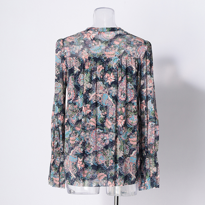 ORIENTAL FLOWER PRINT　ブラウス 詳細画像 ブルー系マルチ 3