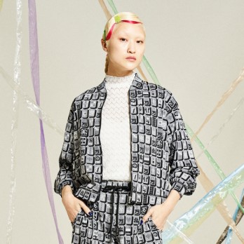 MAHJONG PRINT ON STRETCH NET　ブルゾン