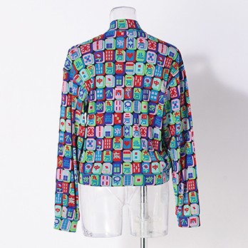 MAHJONG PRINT ON STRETCH NET　ブルゾン 詳細画像