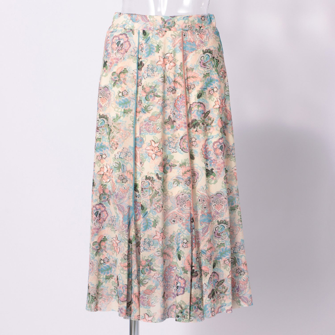ORIENTAL FLOWER PRINT　スカート 詳細画像 白系マルチ 4