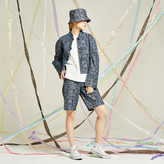 MAHJONG JACQUARD DENIM　パンツ 詳細画像 ネイビー 2