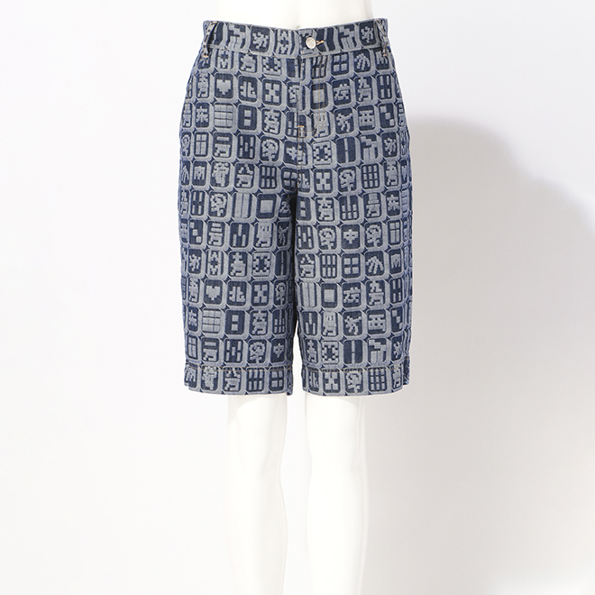 MAHJONG JACQUARD DENIM　パンツ 詳細画像 ネイビー 4