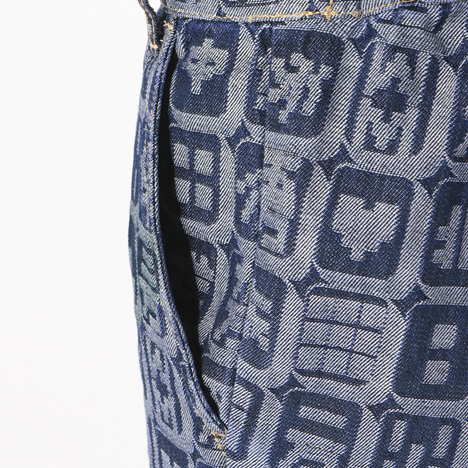 MAHJONG JACQUARD DENIM　パンツ 詳細画像 ネイビー 8