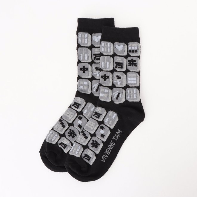 MAHJAONG JACQUARD KNIT SOCKS　靴下 詳細画像 黒系マルチ 1