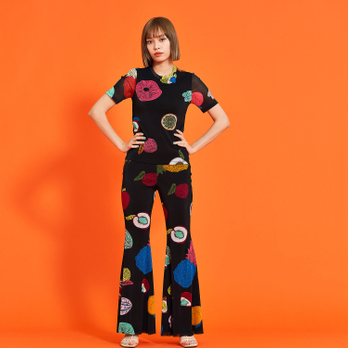 BIG FRUIT PRINT ON STRETCH NETTING　ブラウス 詳細画像