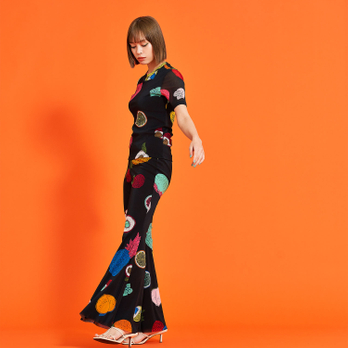BIG FRUIT PRINT ON STRETCH NETTING　ブラウス 詳細画像