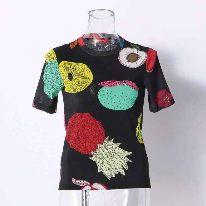 BIG FRUIT PRINT ON STRETCH NETTING　ブラウス 詳細画像 黒系マルチ 6